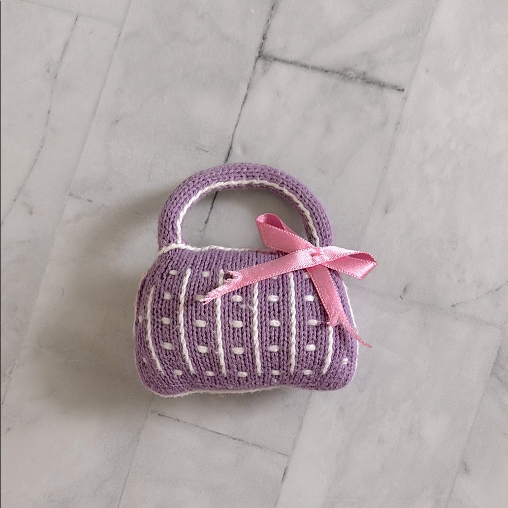 Estella Purple Organic Cotton Handbag Rattle for Baby Girls